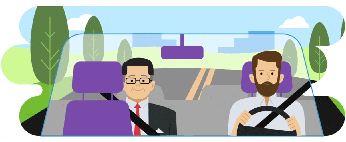 Man using a car service greener commute illustration