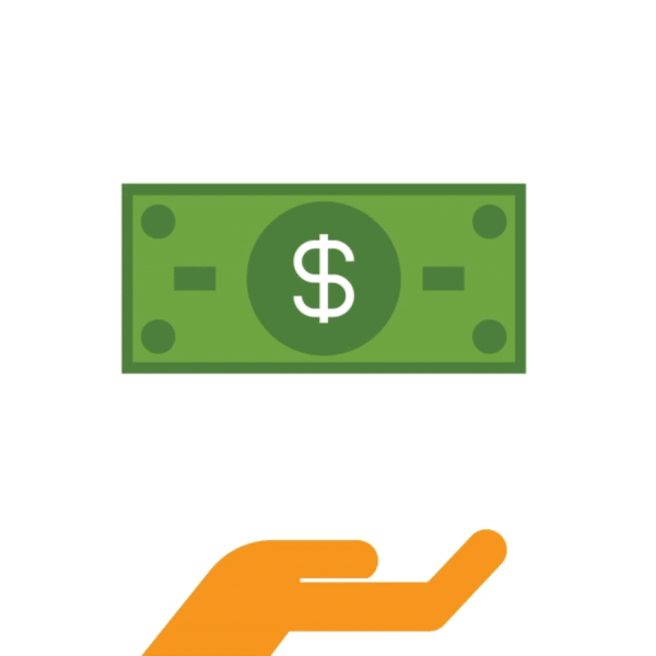 Dollar bill spinning in hand animation